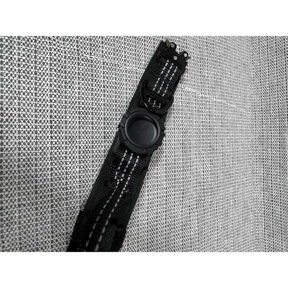 Profavo XL Tactical AirTag Dog Collar Black 2 Hook/Loop Rubber Patches